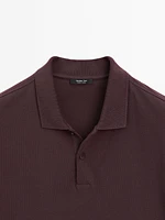 Micro textured piqué cotton polo shirt