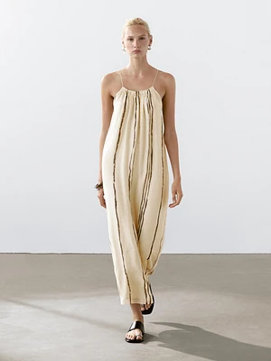 Robe midi fluide imprimé à rayures