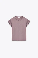 WASHED EFFECT RUFFLE T-SHIRT