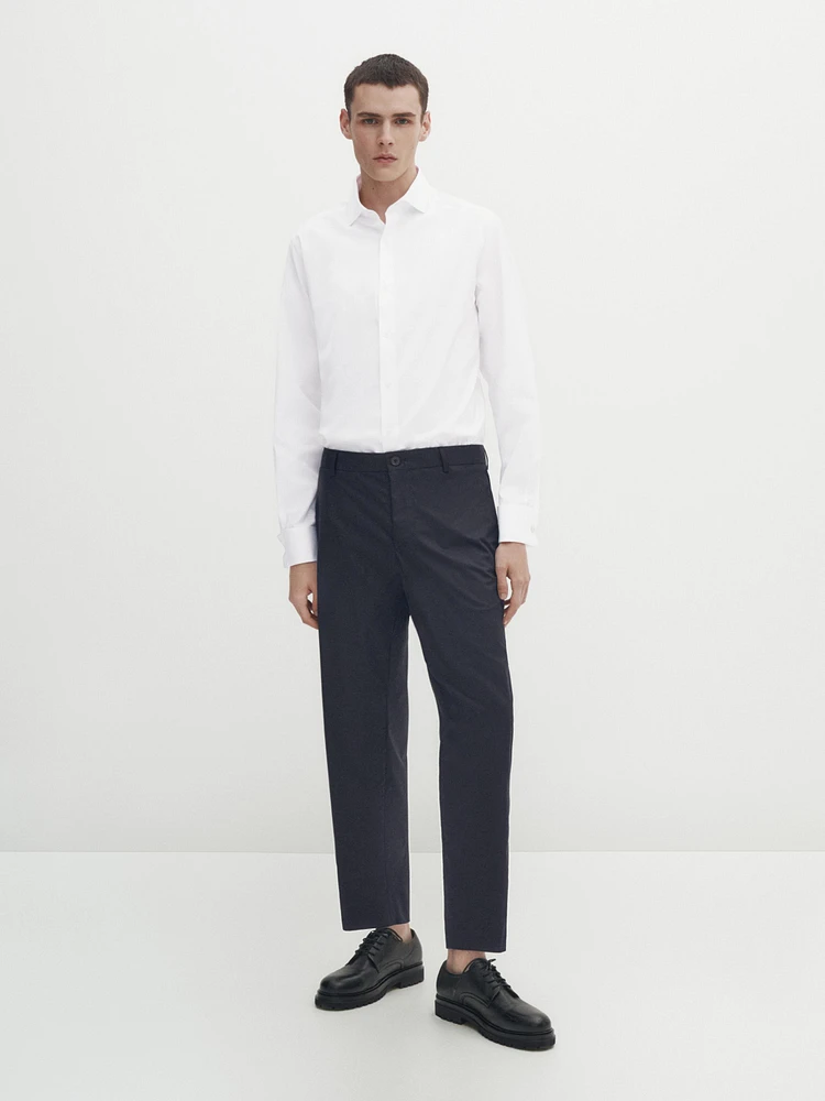 Chemise slim doubles poignets en coton