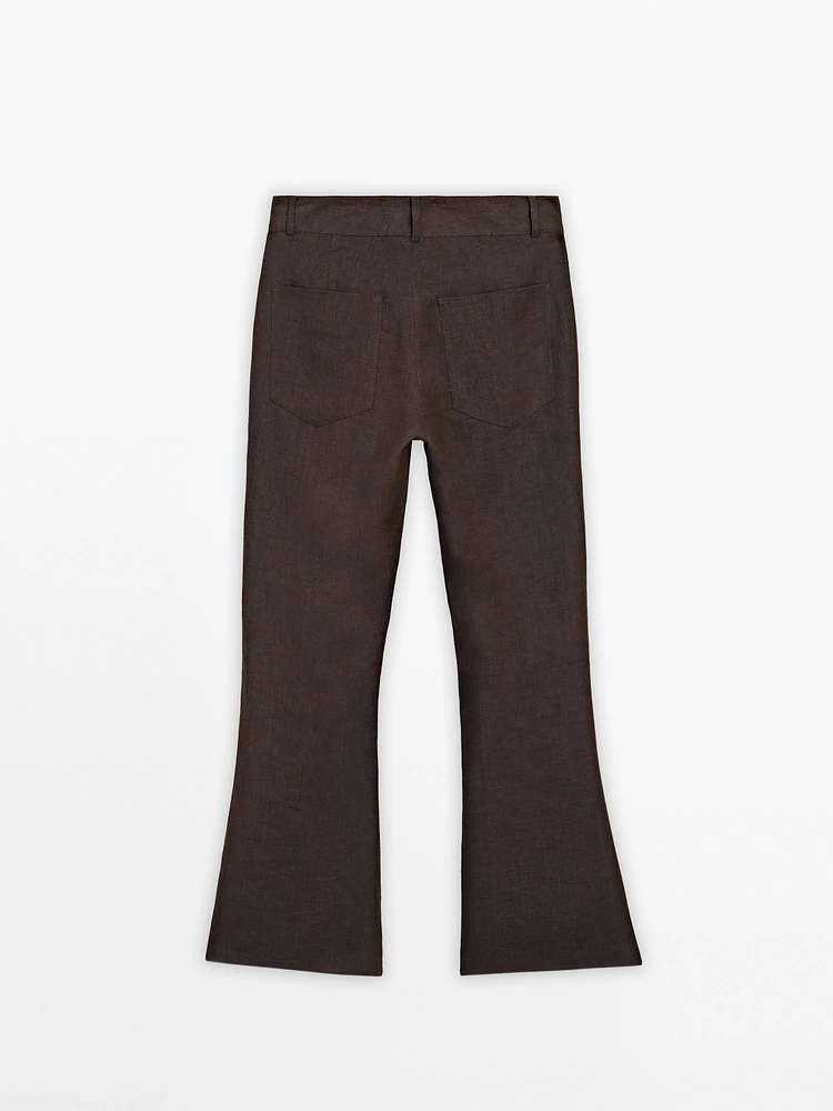 100% linen flare fit trousers