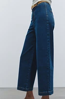 Z1975 BELTED HIGH RISE CROPPED WIDE LEG JEANS