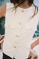 TEXTURED BELTED VEST