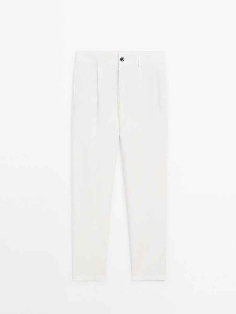 Pantalon relaxed fit en coton mélangé