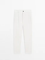 Pantalon relaxed fit en coton mélangé