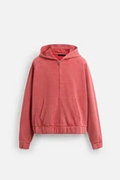 WASHED DETAIL ZIPPERED SWEATSHIRT