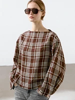 Flowing check blouse