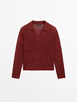 Pull en maille 100 % lin à col polo