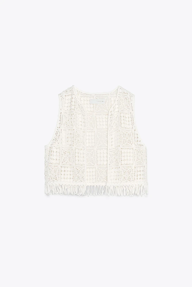FRINGED MACRAMÉ VEST