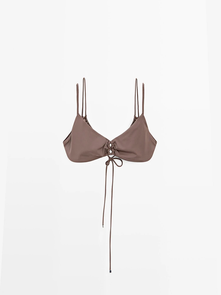 Haut de bikini en tulle froncé