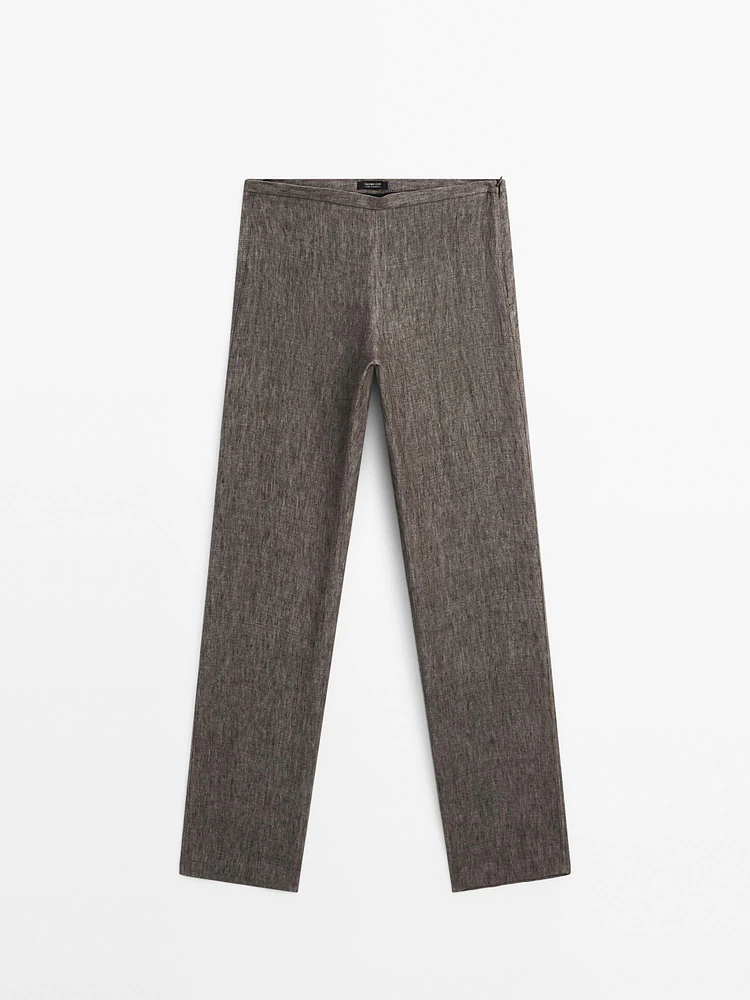 100% linen flecked trousers