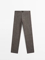 100% linen flecked trousers