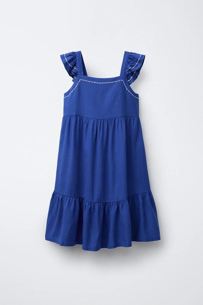 ROBE À SURPIQÛRES AVEC LIN