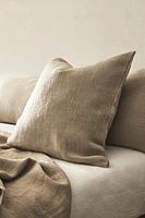 HOUSSE DE COUSSIN COUVRE-LIT LIN LAVÉ UNIE