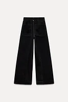 HIGH WAIST WIDE LEG FLOCKED JEANS ZW COLLECTION