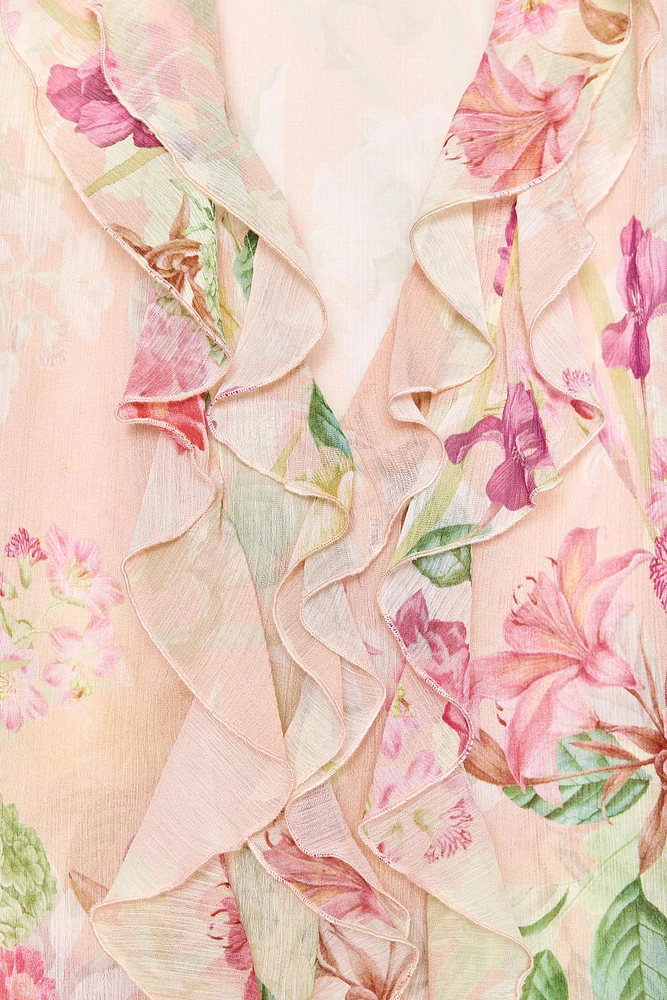 CHEMISE VOLANTS IMPRIMÉ FLEURI