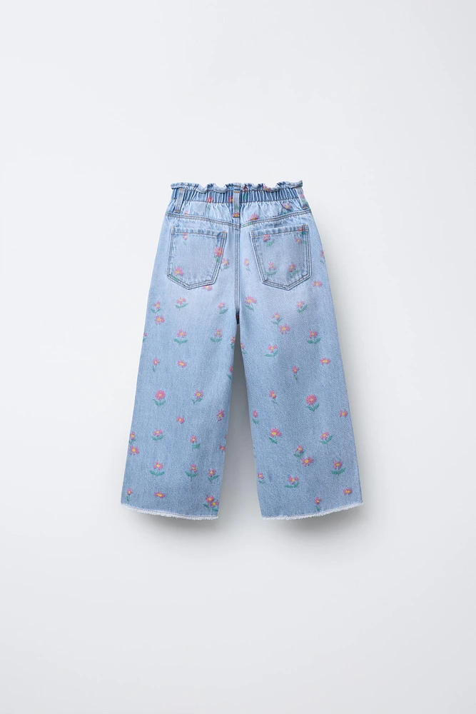 FLORAL PAPERBAG JEANS