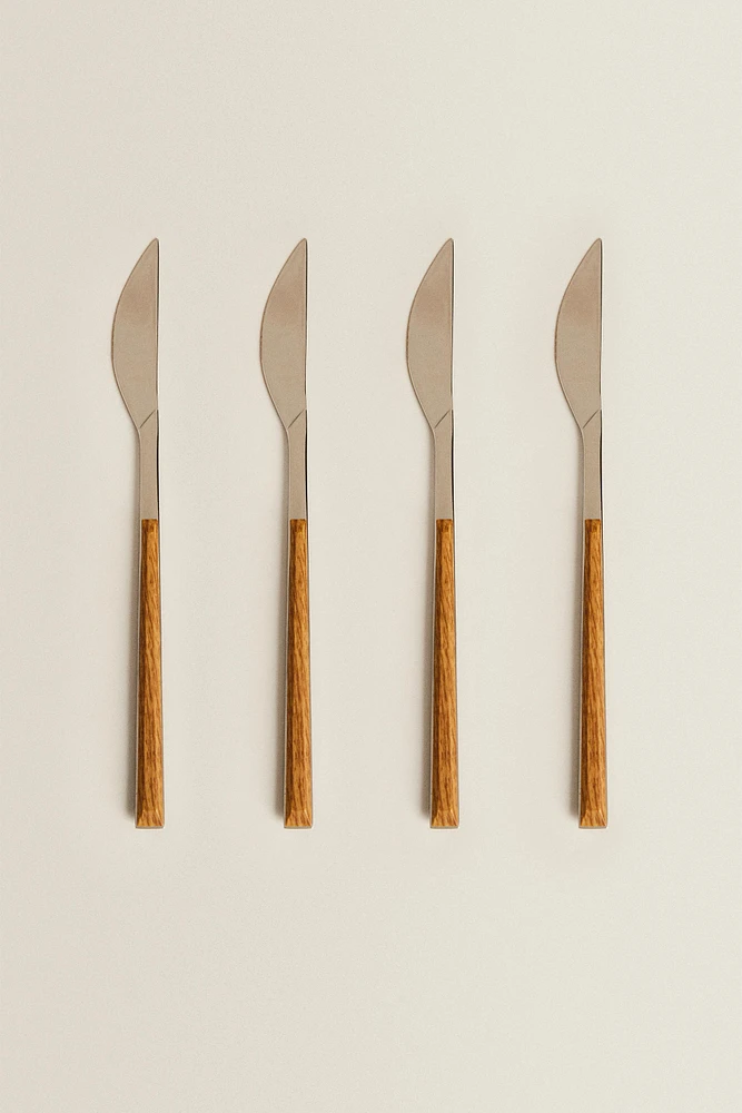 SET OF KNIVES WITH WOOD-DESIGN HANDLES (SET OF 4)