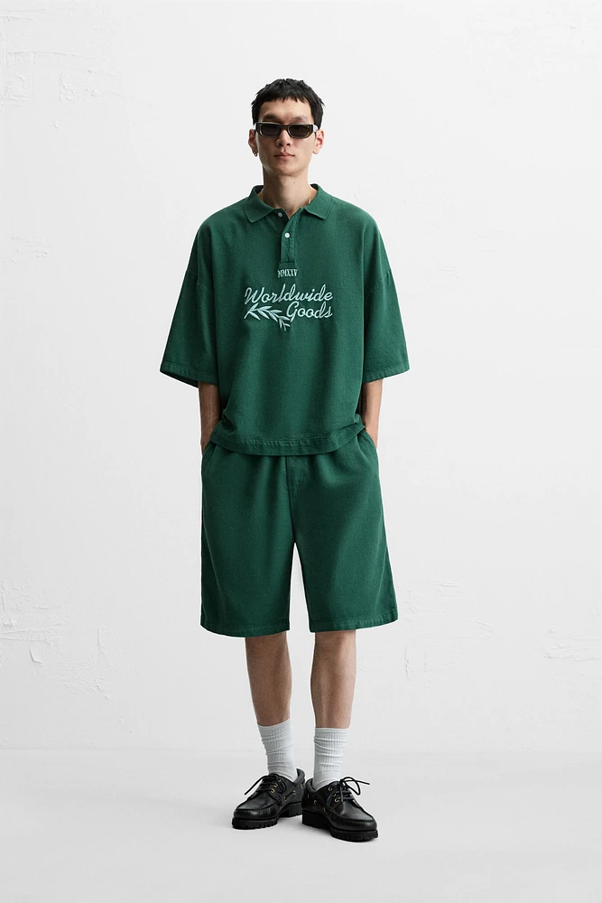 EMBROIDERED BOXY FIT POLO SHIRT