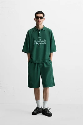 EMBROIDERED BOXY FIT POLO SHIRT