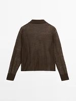 Linen blend semi-sheer knit sweater