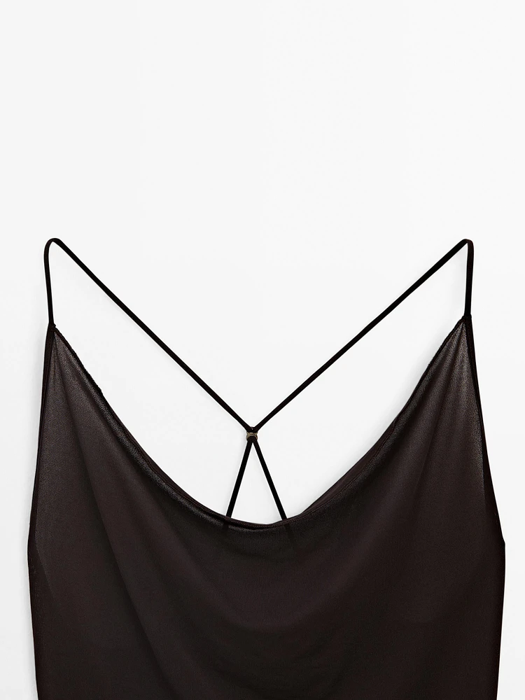 Flowing strappy top with crossover back