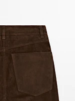 Pantalon en cuir finition daim