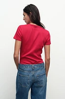 T-SHIRT CÔTELÉ À MANCHES COURTES