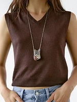 100% linen melange knit vest