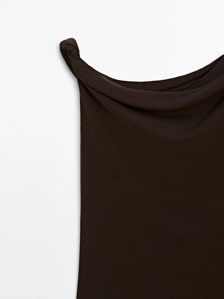 Top drapé avec nœud en coton