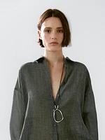 Flowing maltinto ramie blend shirt