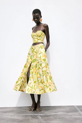 PRINTED LINEN SKIRT