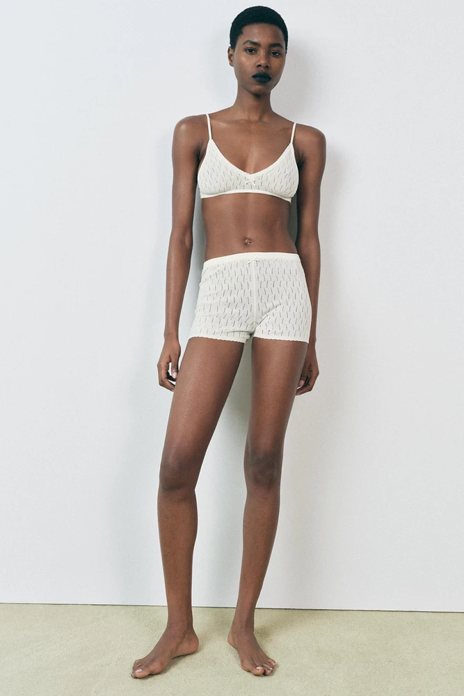 POINTELLE KNIT BOW SHORTS