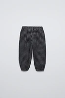 LINED FINE-WALED PLAID CORDUROY PANTS