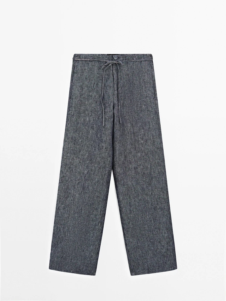 100% linen straight-leg jeans