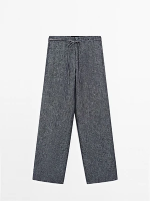 100% linen straight-leg jeans