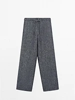 100% linen straight-leg jeans