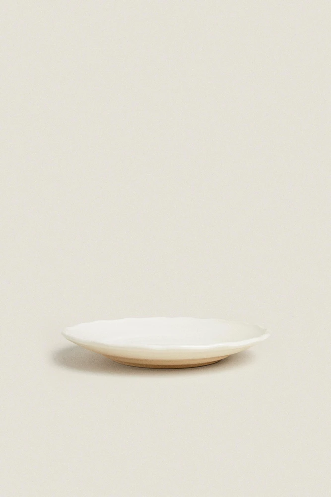 EARTHENWARE SIDE DISH WITH RAISED-DESIGN EDGE