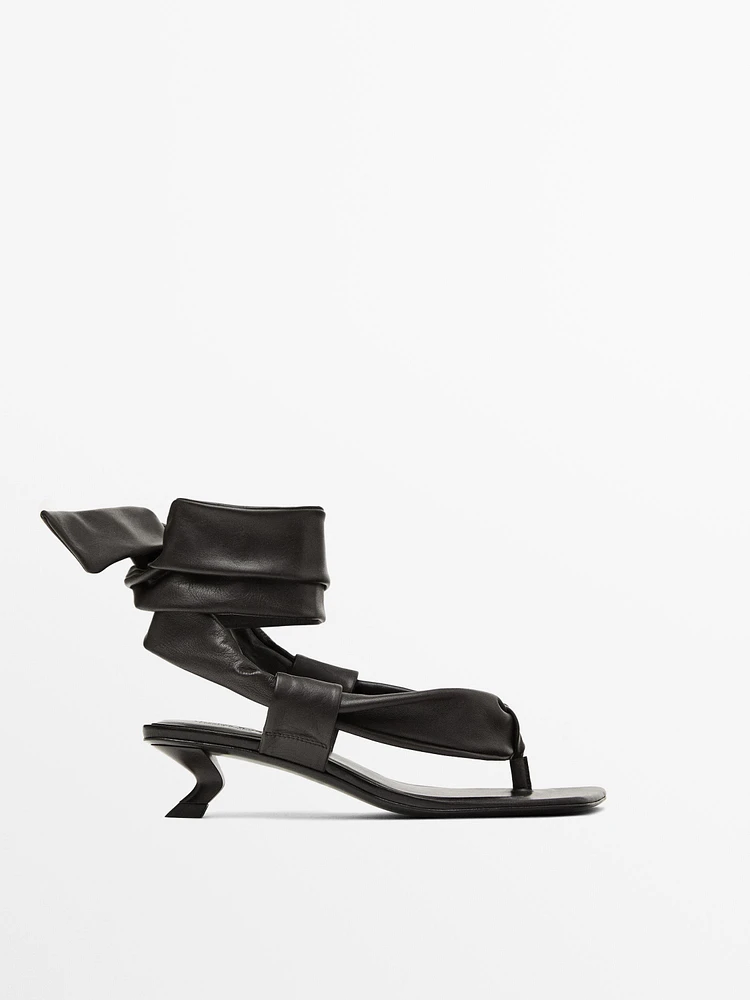Leather high-heel sandals with tie detail - Limited Edition