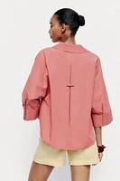 CHEMISE EN POPELINE AVEC MANCHES LARGES