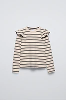 RUFFLED RIBBED T-SHIRT