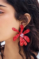 BOUCLES D'OREILLES FLEUR EN MATIÈRES VARIÉES FANTAISIE