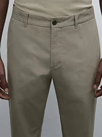 Slim fit comfort cotton blend trousers