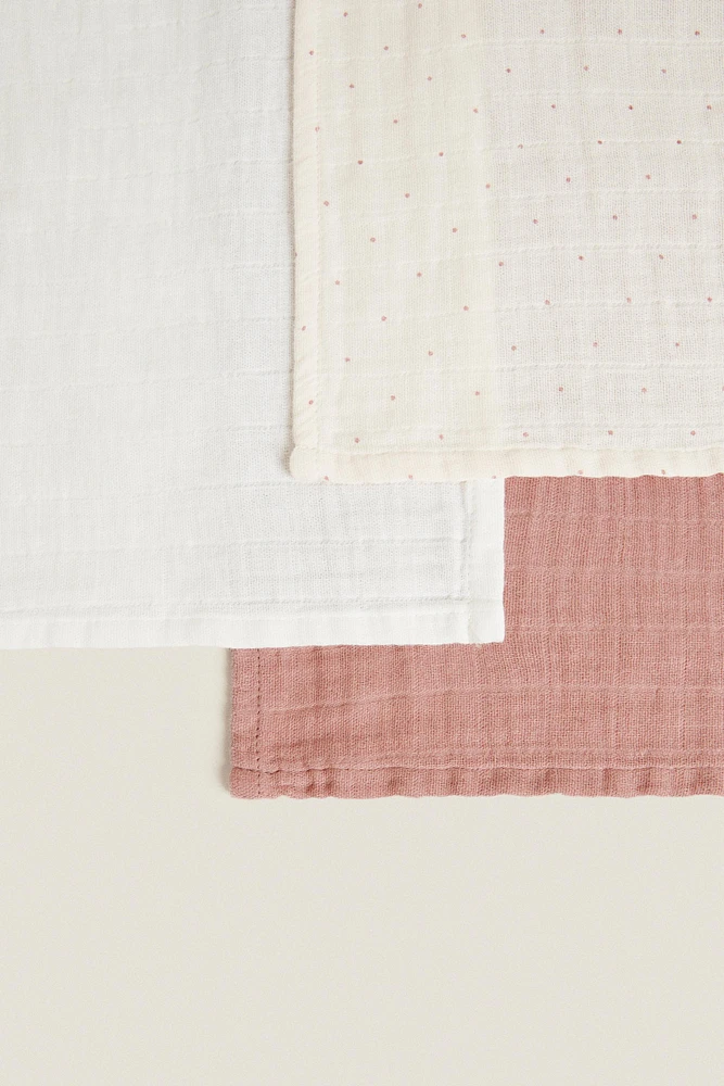 LOT LANGES EN MOUSSELINE ENFANT MULTICOLORES (LOT DE 3)