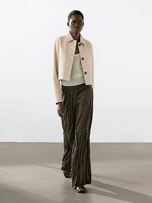 Cropped nappa leather jacket