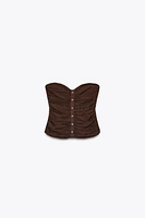 LINEN RUCHED BUSTIER TOP