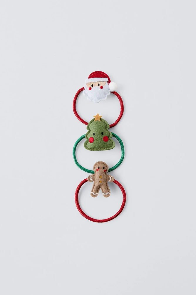 PACK OF THREE SANTA CLAUS SCRUNCHIES