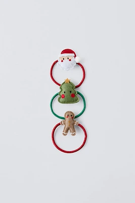 PACK OF THREE SANTA CLAUS SCRUNCHIES