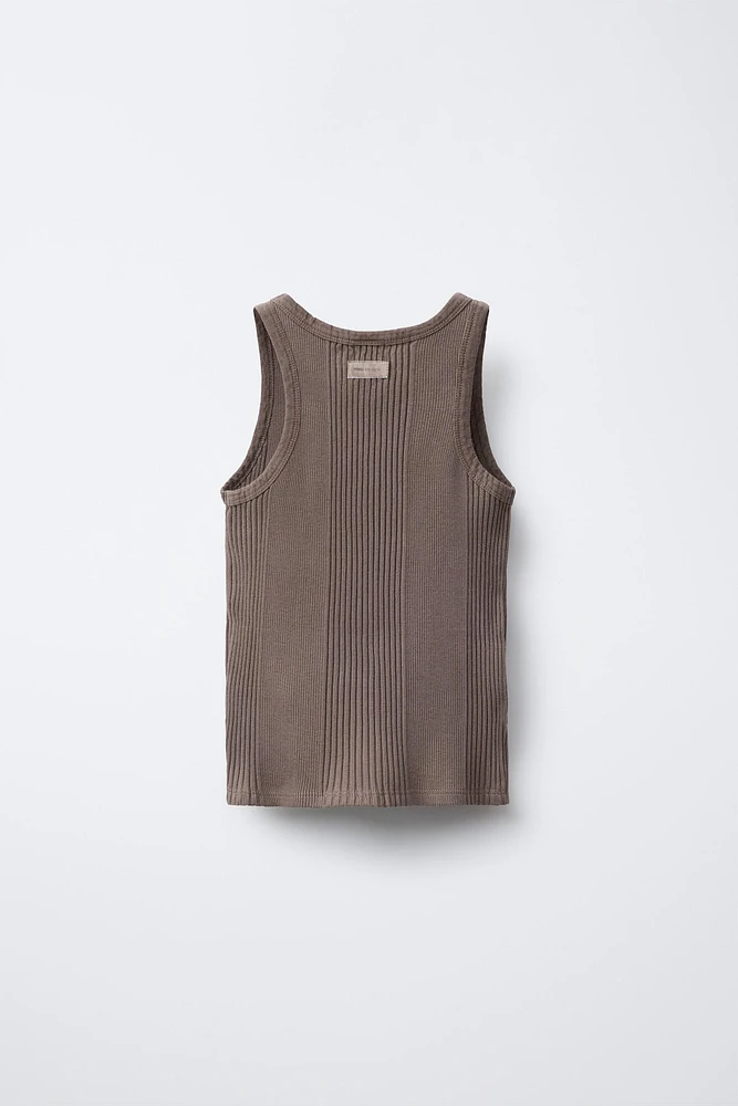 RIBBED LABEL TANK