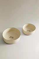 CERAMIC FOOD BOWL WITH PET SLOGAN DETAIL